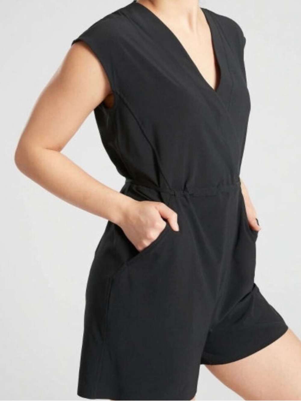 Athleta Marlow Romper Black short sleeveless size XS